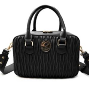 New Valentino Orlandi Black Quilted Satchel / Crossbody